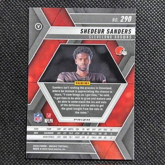 2025 Panini Mosaic #290 Shedeur Sanders Green Mosaic Variation Rookie RC Browns - Picture 2 of 2